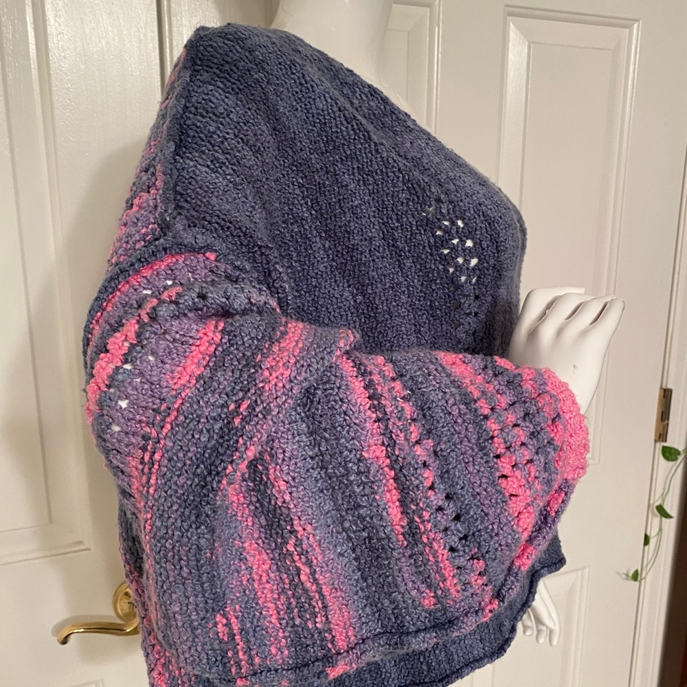 Free People Amethyst Sweater - Blue and Pink Sz S - Picture 2 of 9
